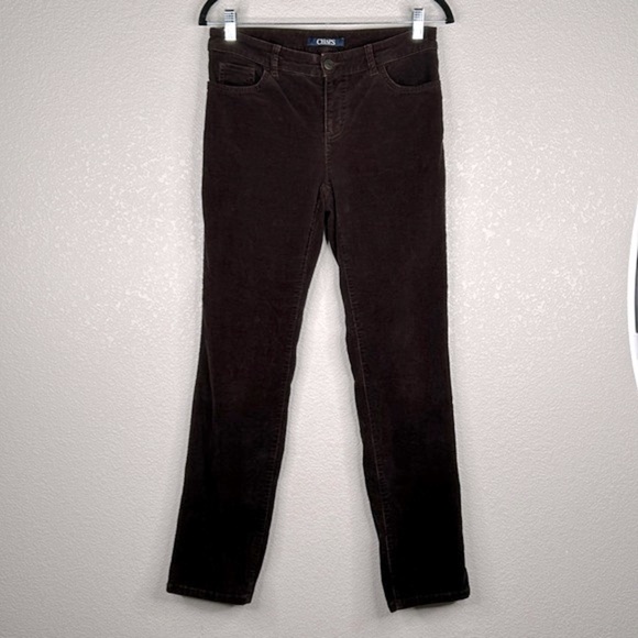 Chaps Chocolate Brown Corduroy Straight Leg Jeans Size 4 - Picture 2 of 8